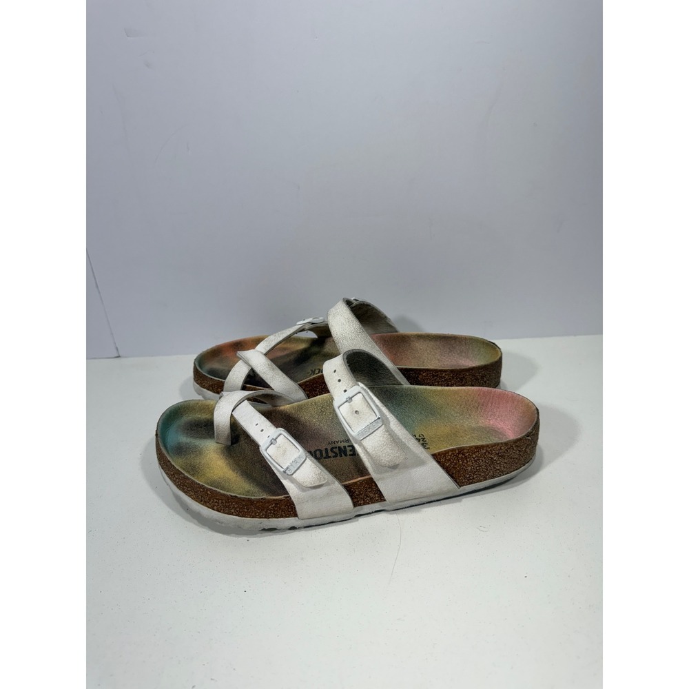 Birkenstock‎ Mayari Metallic White Tie Dye Footbed Sandals Womens 38 L7 M5